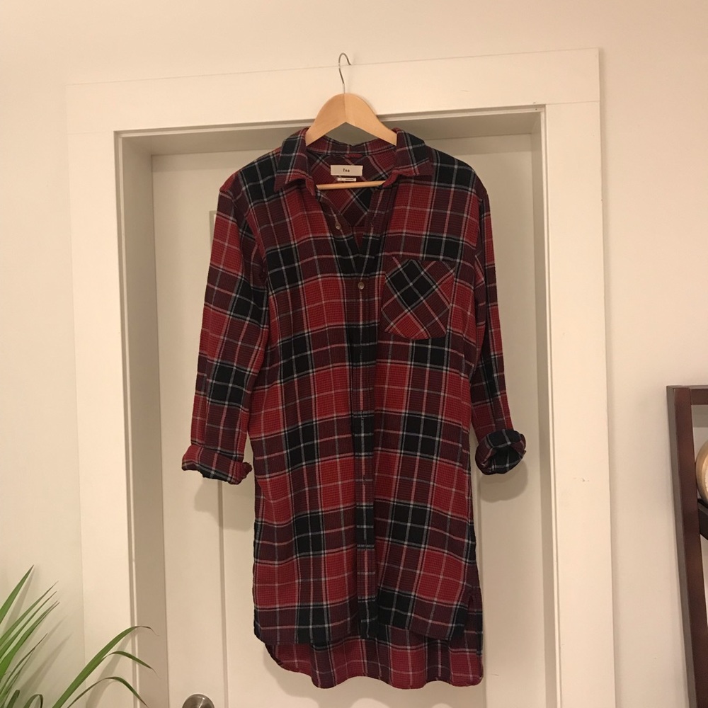 TNA Flannel Shirt Dress